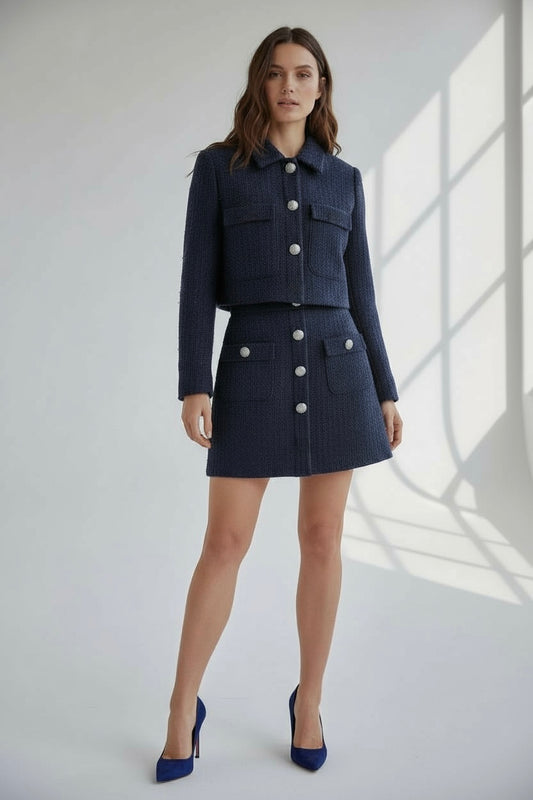 Ser falda mini y blazer