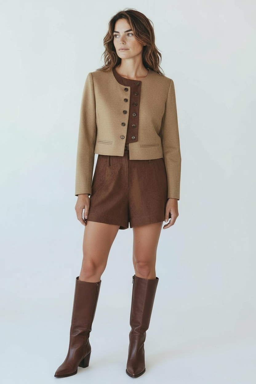 Set short y blazer café
