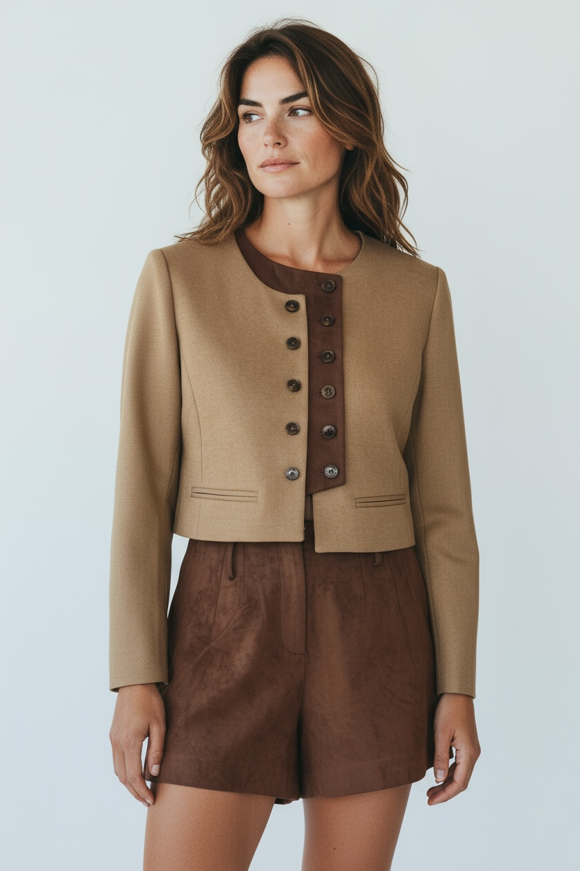 Set short y blazer café